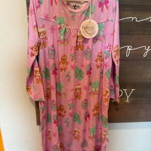 Girls' Pink Gingerbread Print Nightgown